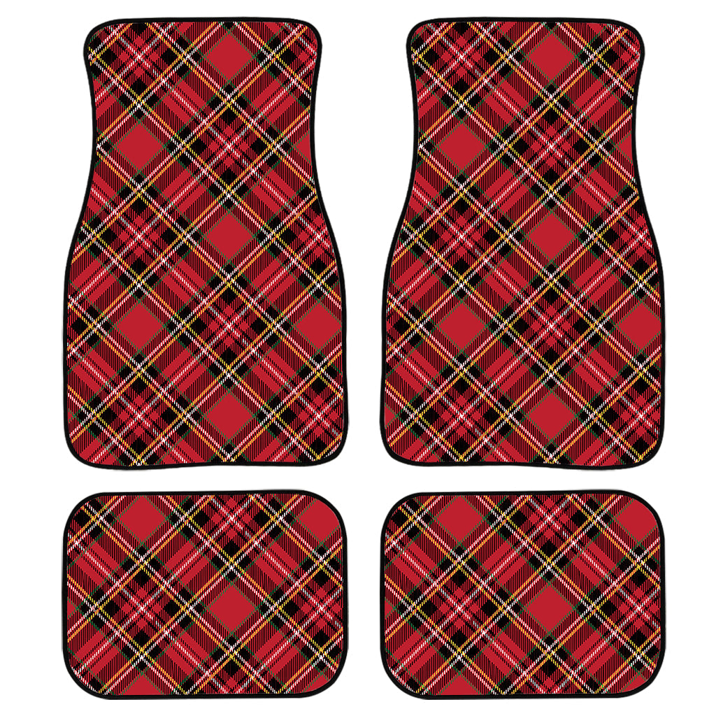 Red Stewart Tartan Pattern Print Front And Back Car Floor Mats/ Front Car Mat
