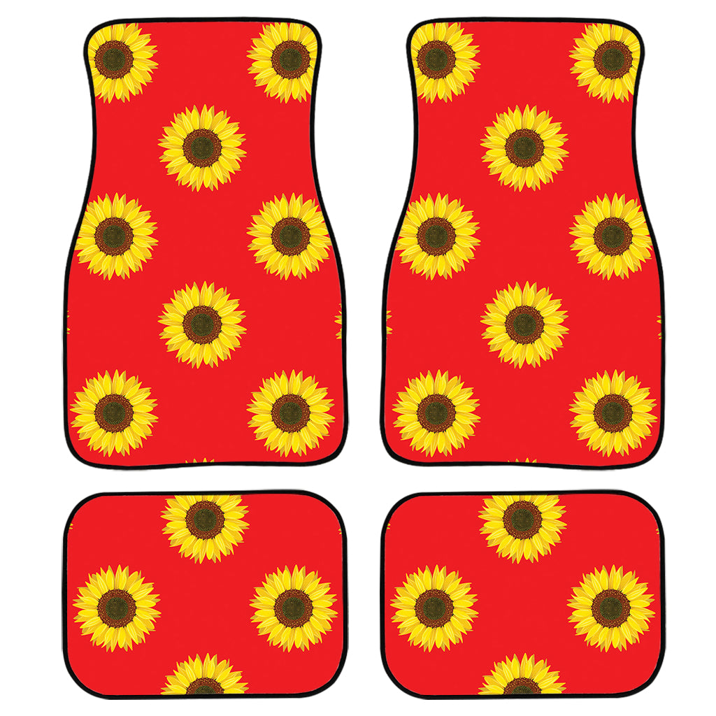 Red Sunflower Pattern Print Front And Back Car Floor Mats/ Front Car Mat