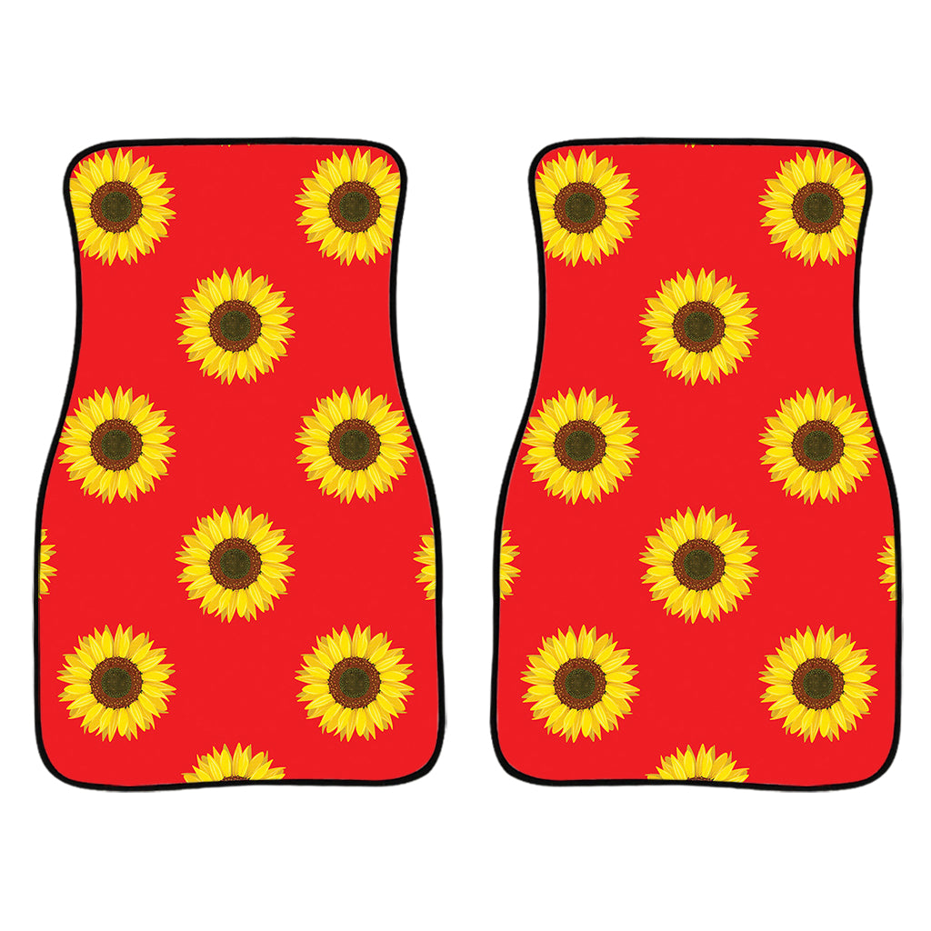 Red Sunflower Pattern Print Front And Back Car Floor Mats/ Front Car Mat