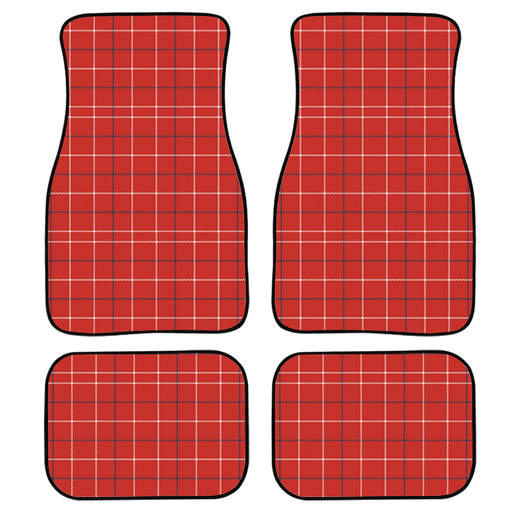 Red Tattersall Pattern Print Front And Back Car Floor Mats/ Front Car Mat