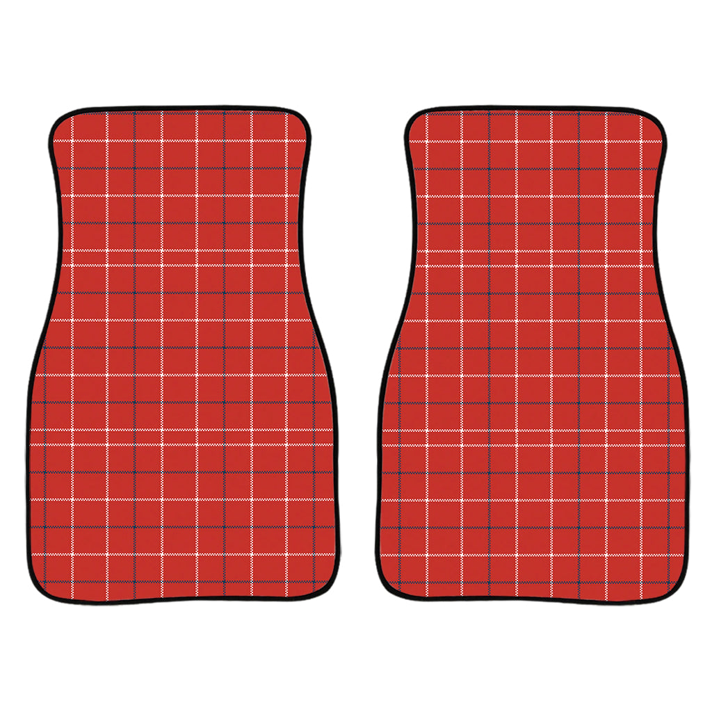 Red Tattersall Pattern Print Front And Back Car Floor Mats/ Front Car Mat