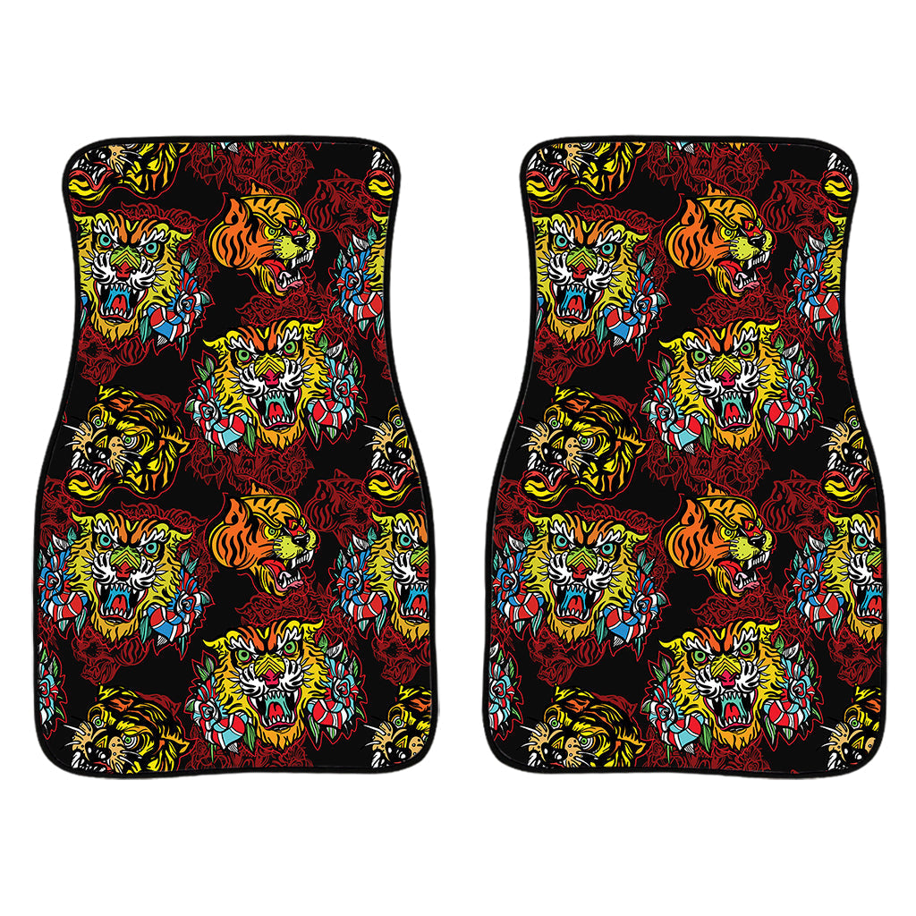 Red Tiger Tattoo Pattern Print Front And Back Car Floor Mats/ Front Car Mat