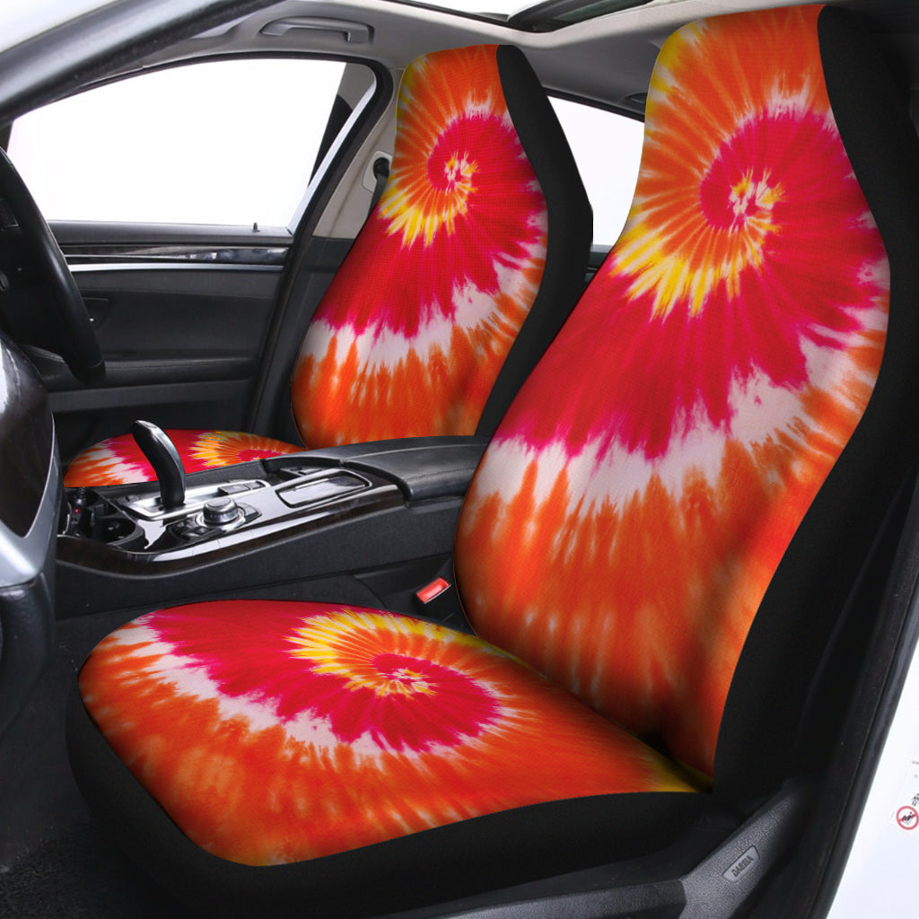 Red Yellow And Orange Tie Dye Print Universal Fit Car Seat Covers