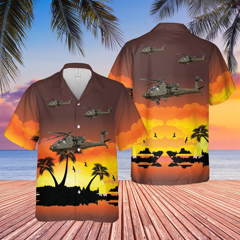 US Army AH-64D Apache Longbow Helicopter From 1st Battalion/ 101st Aviation Regiment Hawaiian Shirt