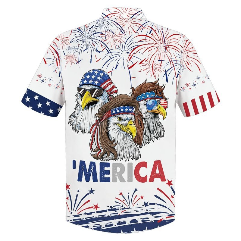 Cool American Eagle On Hawaiian Shirt Short Sleeve Independence Gift For Uncle Dad 4Th Of July Gift To Him