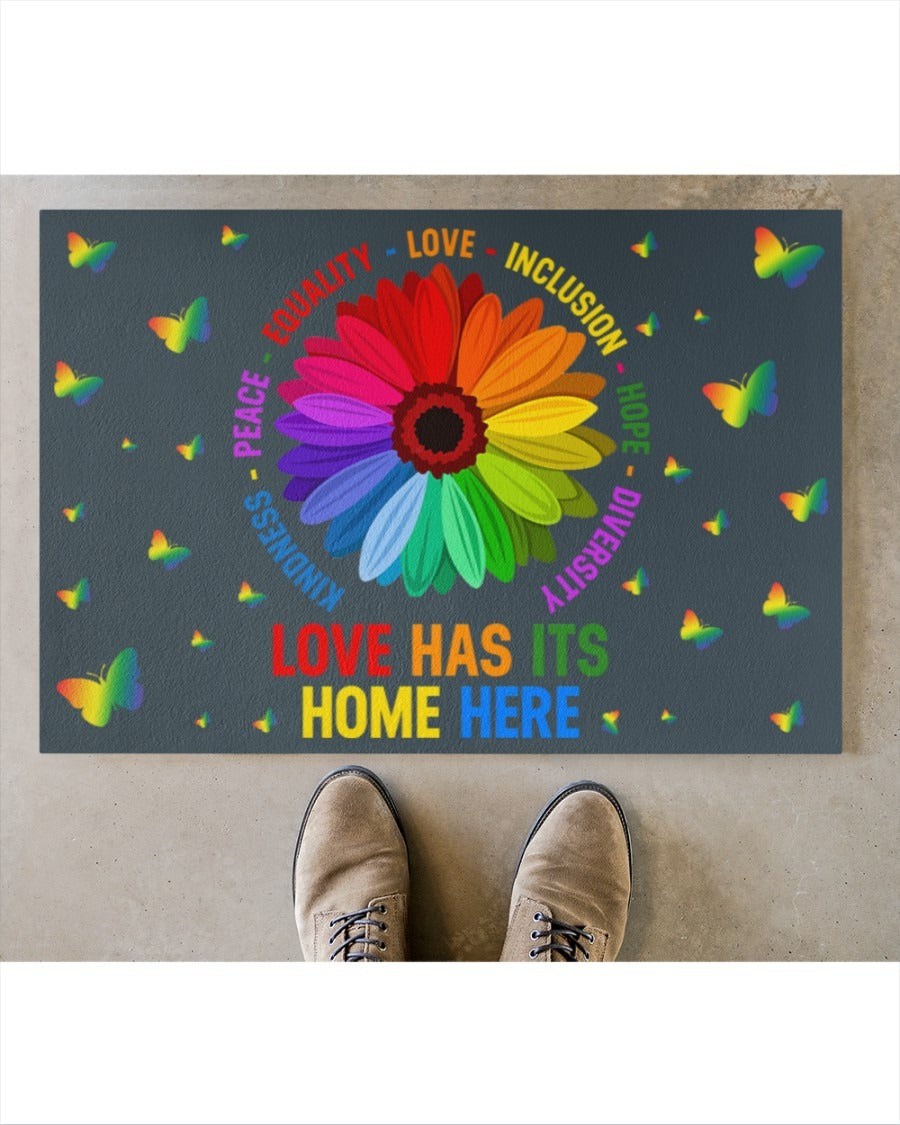 Rainbow Doormat For Gay Pride/ Love Has Its Home Here Doormat/ Indoor Mat For Lesbian