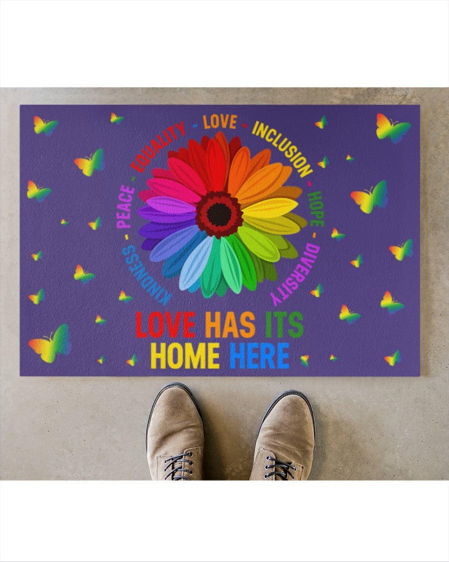 Rainbow Doormat For Gay Pride/ Love Has Its Home Here Doormat/ Indoor Mat For Lesbian