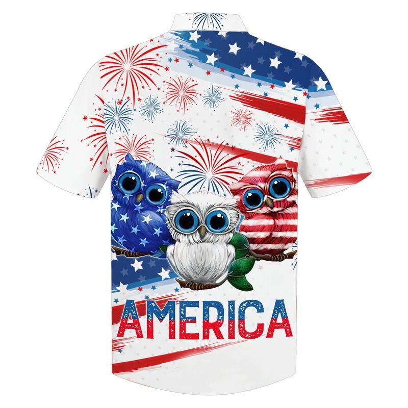 Cool Usa Owl On Hawaiian Shirt For Men And Woman On Independence