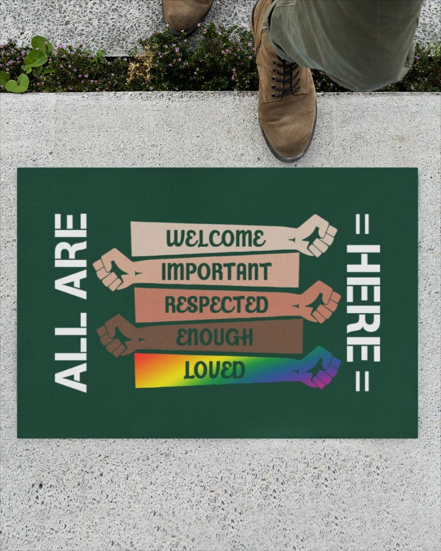Welcome Door Mat/ All Are Here Support Lgbt Doormat/ Ally Gifts/ Pride Doormat