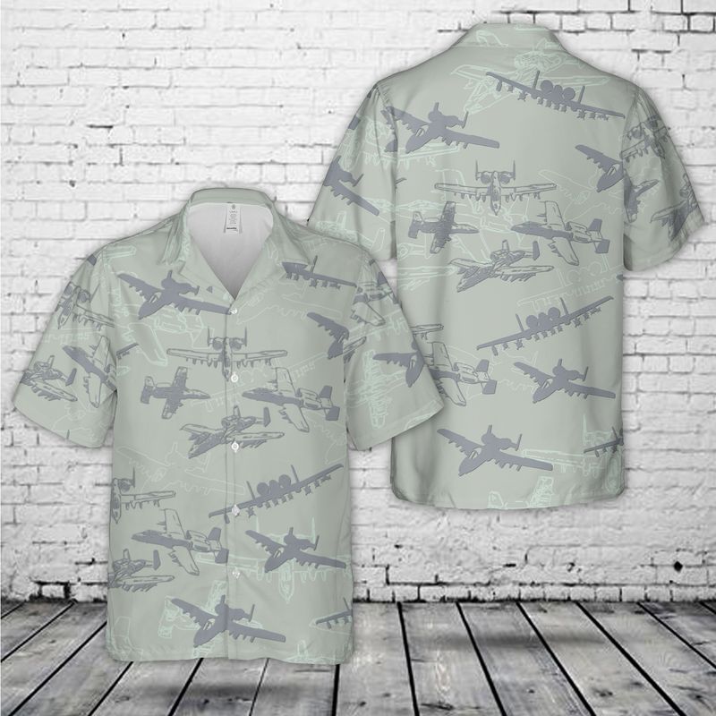 US Air Force Fairchild Republic A-10 &quotWarthog" Thunderbolt II Silhouette Hawaiian shirt
