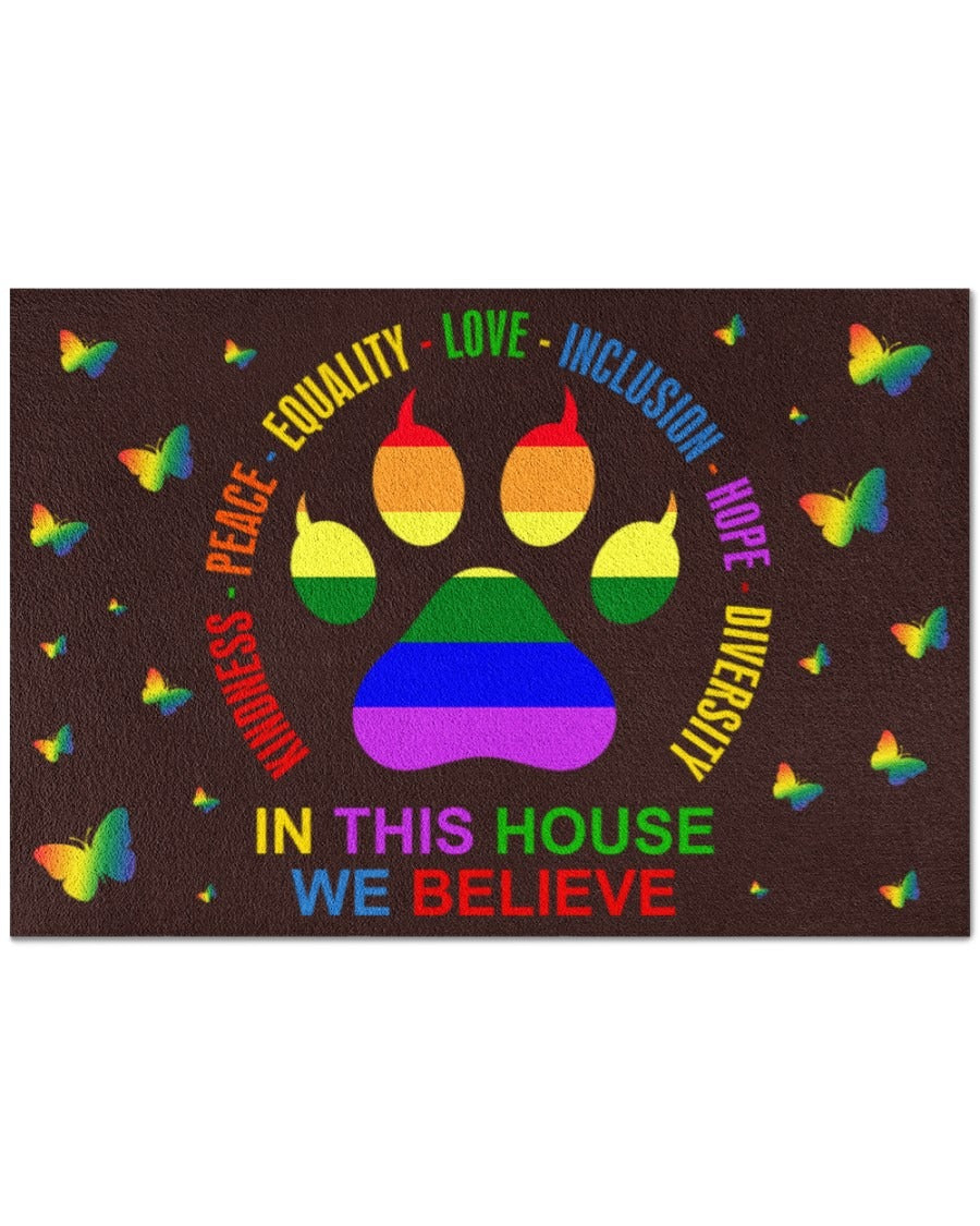 Lgbtq Doormat/ Pride Welcome Mat Gay Pride Doormat/ Butterfly Rainbow Pride Doormat/ Lesbian Doormat