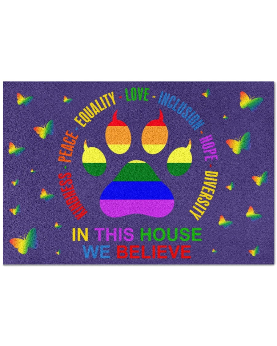 Lgbtq Doormat/ Pride Welcome Mat Gay Pride Doormat/ Butterfly Rainbow Pride Doormat/ Lesbian Doormat
