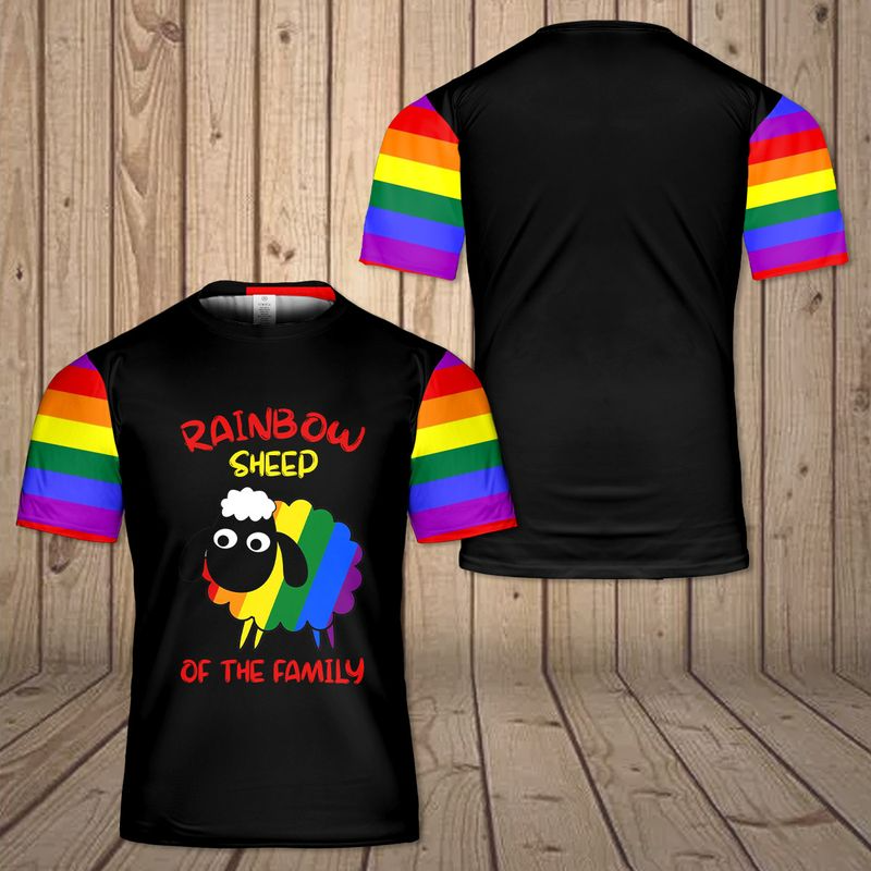 Rainbow Sheep Of The Family 3D T Shirt/ Rainbow Ally 3D Shirt/ Gift For Gaymer