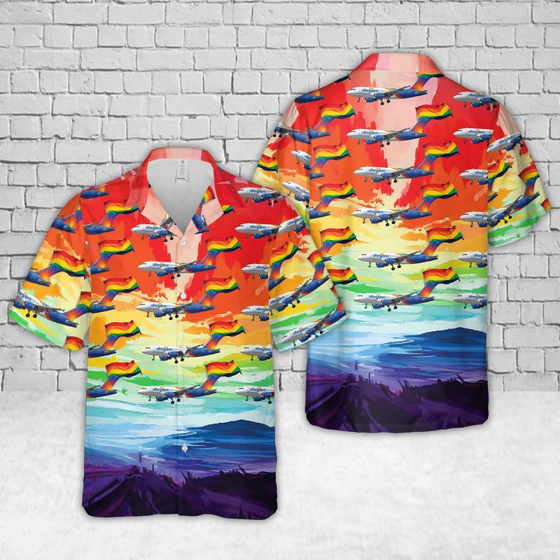 Gay Hawaiian Shirts/ Allegiant Airlines Fly With Pride Hawaiian Shirt/ Pride Hawaiian Shirt/ Gift For Gaymer