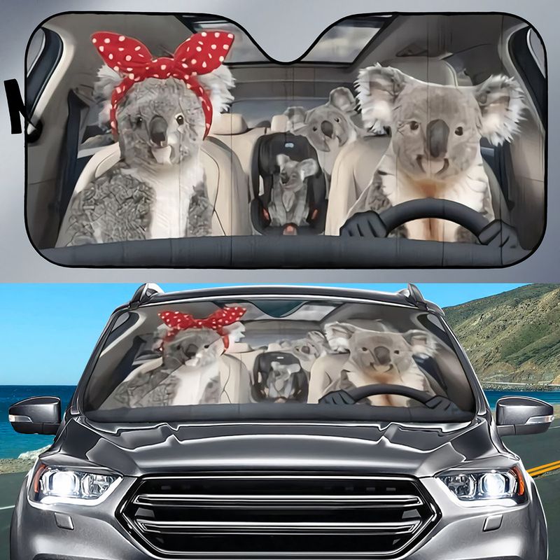Koala Family Couple Car Sun Shade