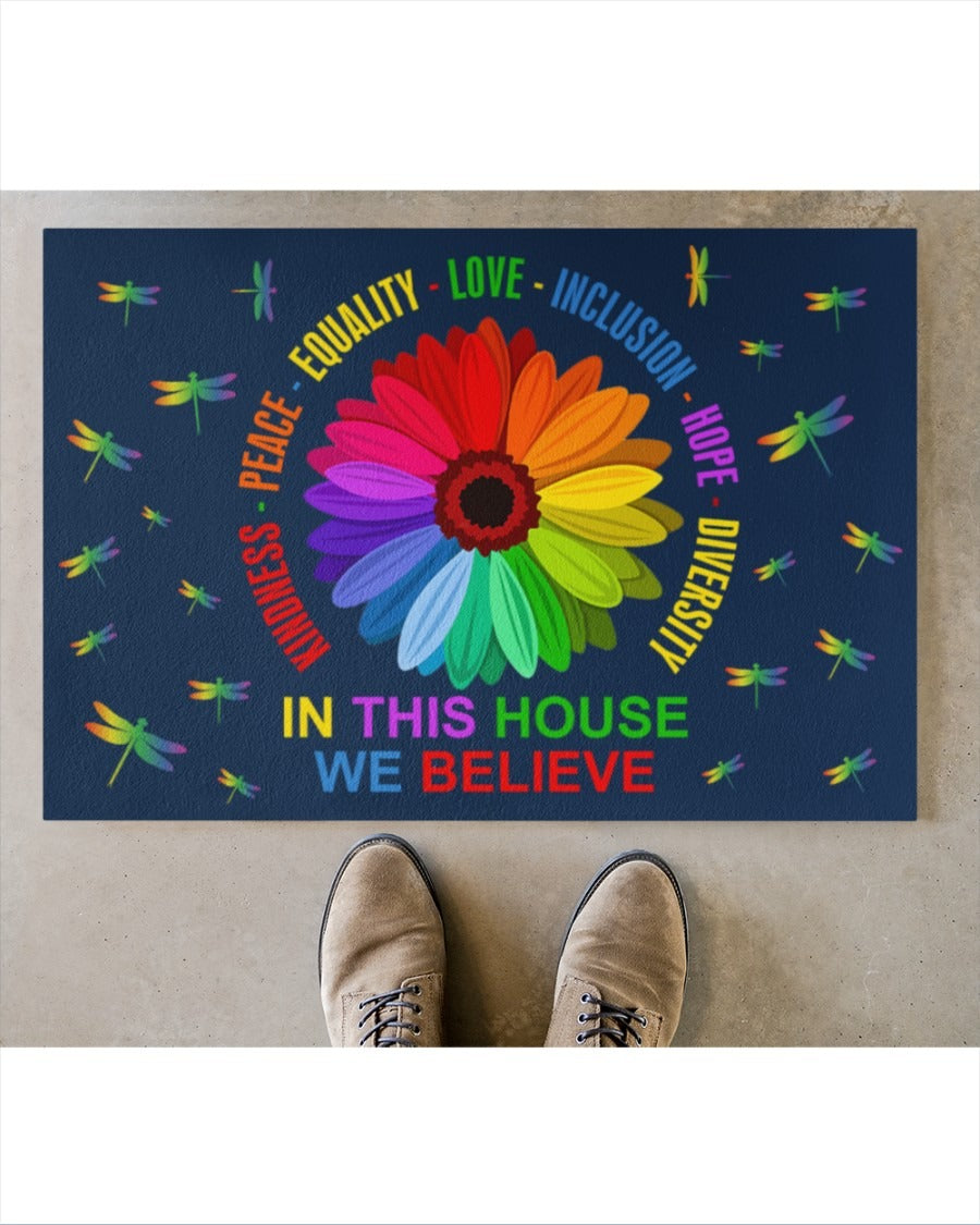Outdoor Welcome Pride Doormat/ In This House We Believe Lgbt Mat/ Gay Pride Mat/ Lesbian Doormat