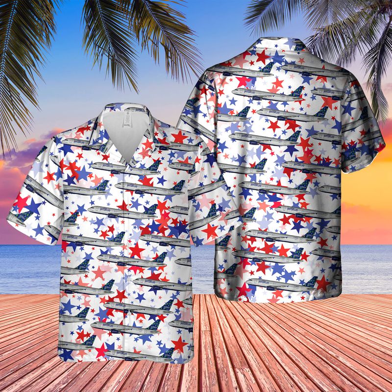 US Airlines 5 Airbus A320-232 4th of July Hawaiian Shirt/ Patriotic Hawaiian Shirt for men