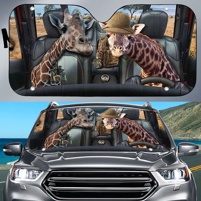 Giraffe Family Car Sun Shade For Men Women