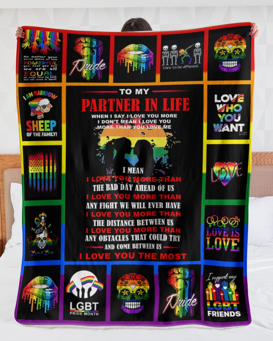 To My Partner Lgbt Blanket/ Couple Lesbian Skull Blanket/ Support Lgbt Friend Blanket/ Pride Gift