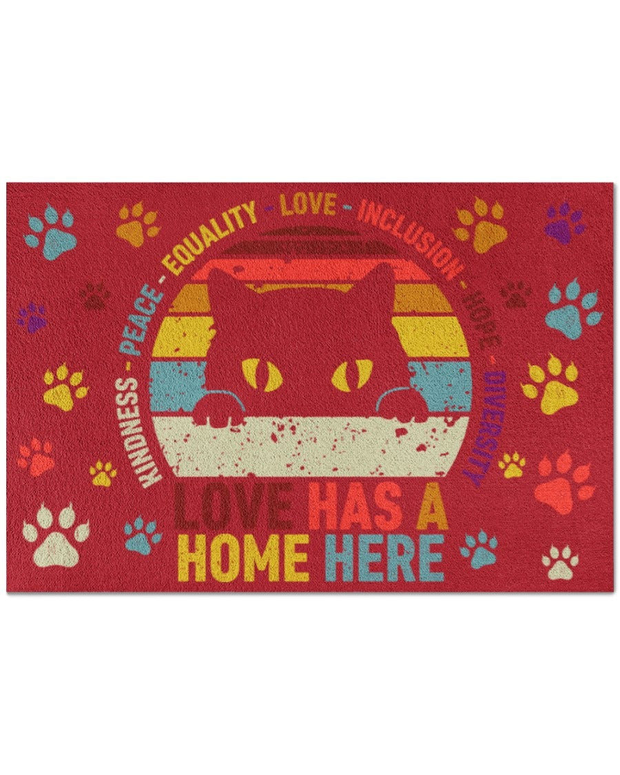 Pride Cat Doormat/ Love Has Home Here/ Pride Welcome Mat/ Ally Gift/ Lesbian Home Gift/ Gay Doormat