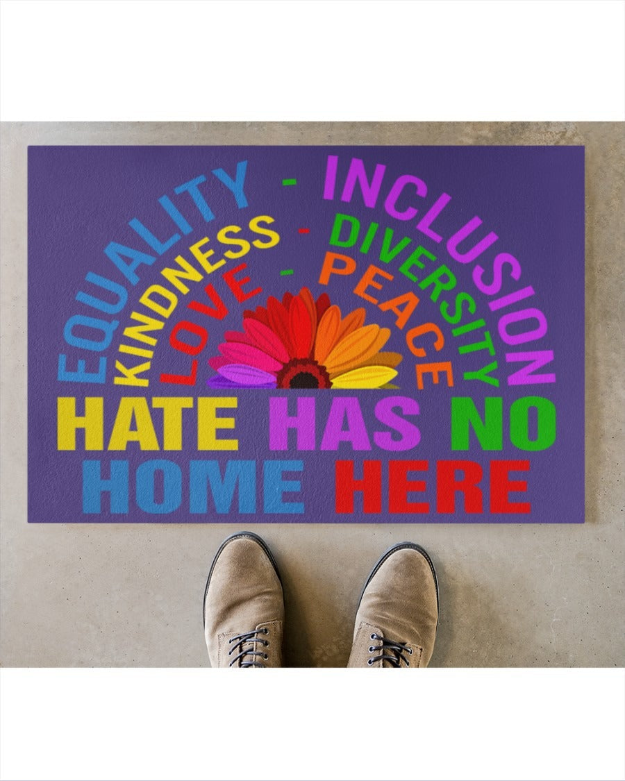 Pride Welcome Doormat/ Hate Has No Home Here Lgbt Mat/ Sunflower Mat For Lesbian