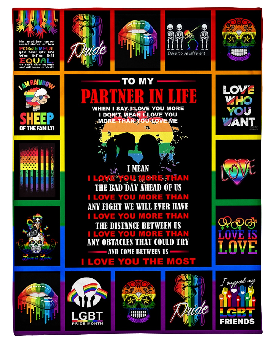 To My Partner Lgbt Blanket/ Couple Lesbian Skull Blanket/ Support Lgbt Friend Blanket/ Pride Gift