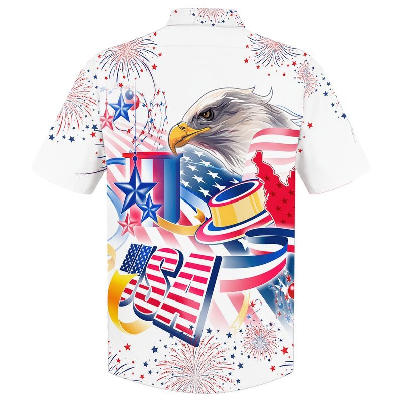 Cool Hawaiian Shirt With Usa Eagle Independence
