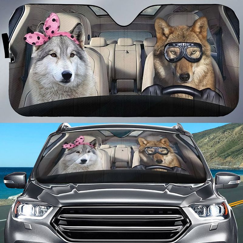 Cute Wolves Car Sun Shade For Summer/ Auto Sunshade For Windshield