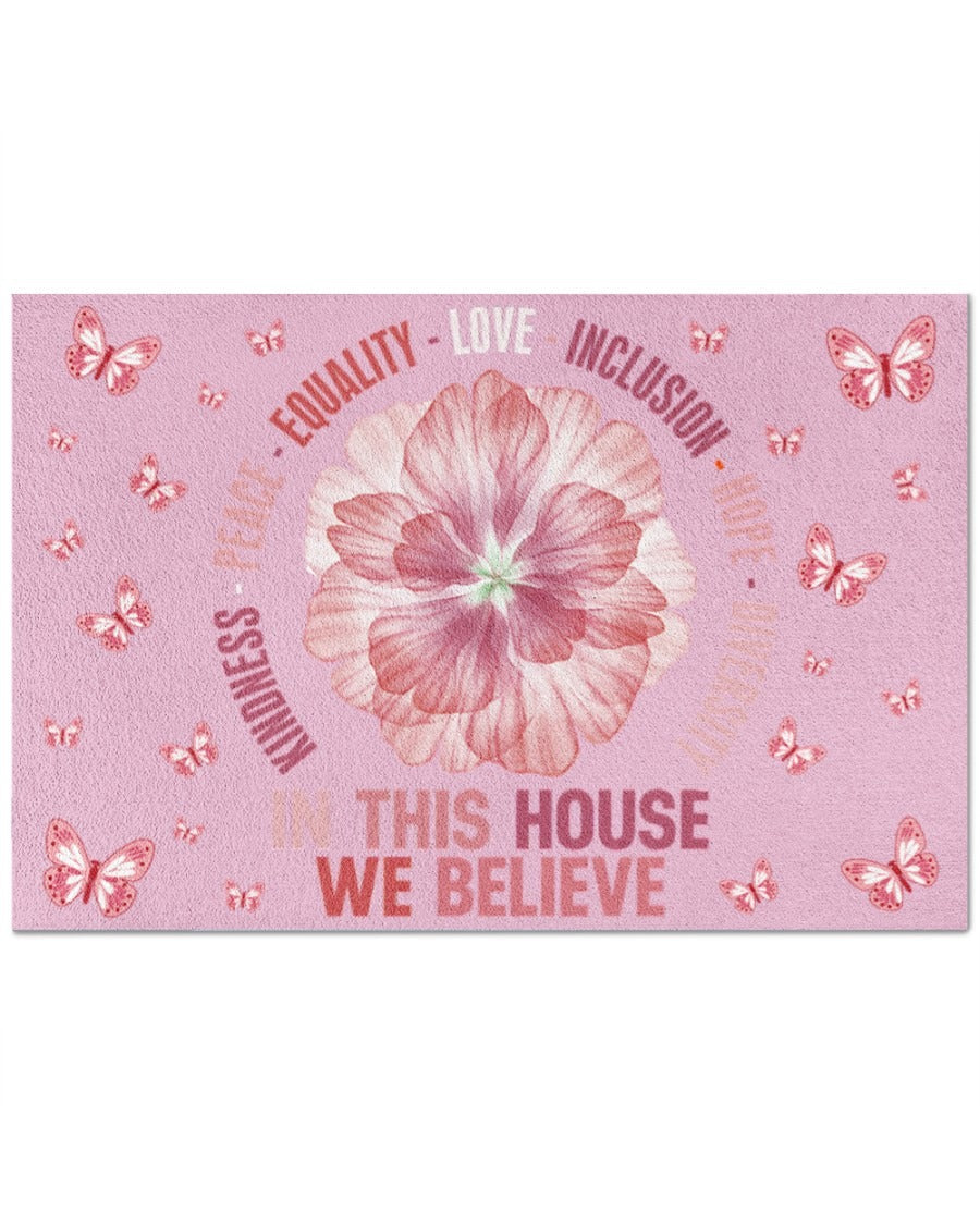 Pride Doormat Equality Doormat/ Lgbt Door Mat In This House We Believe/ Butterfly Lgbtq Mat