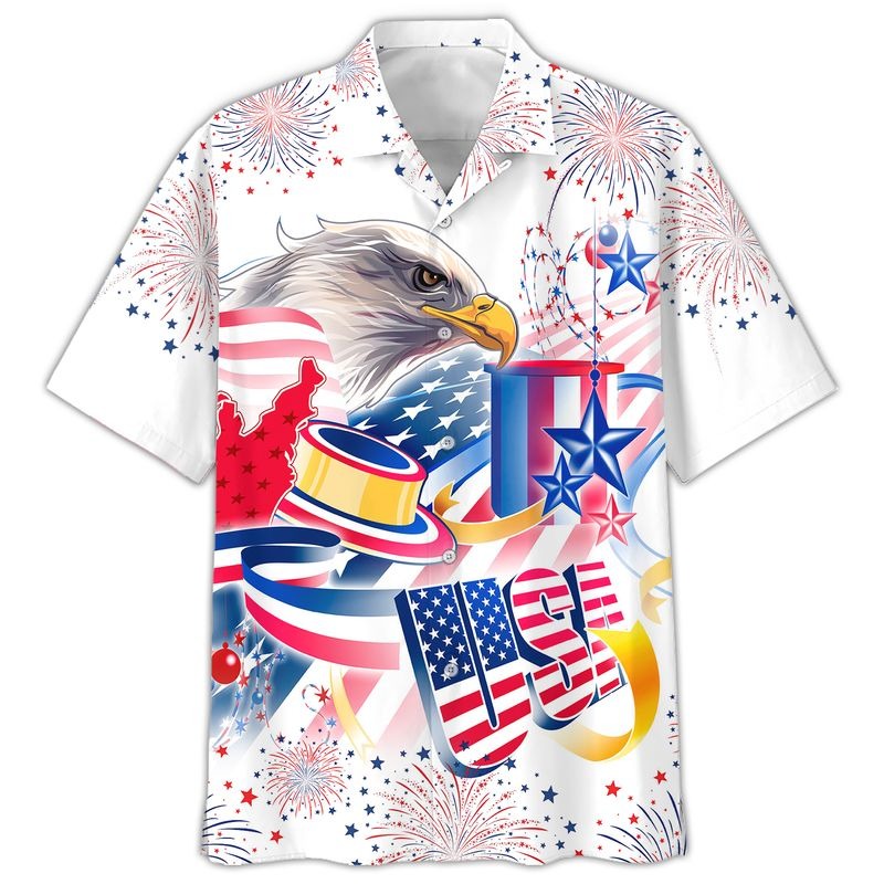 Cool Hawaiian Shirt With Usa Eagle Independence''s Day Aloha Short Sleeve Hawaii Shirt For 4Th Of July