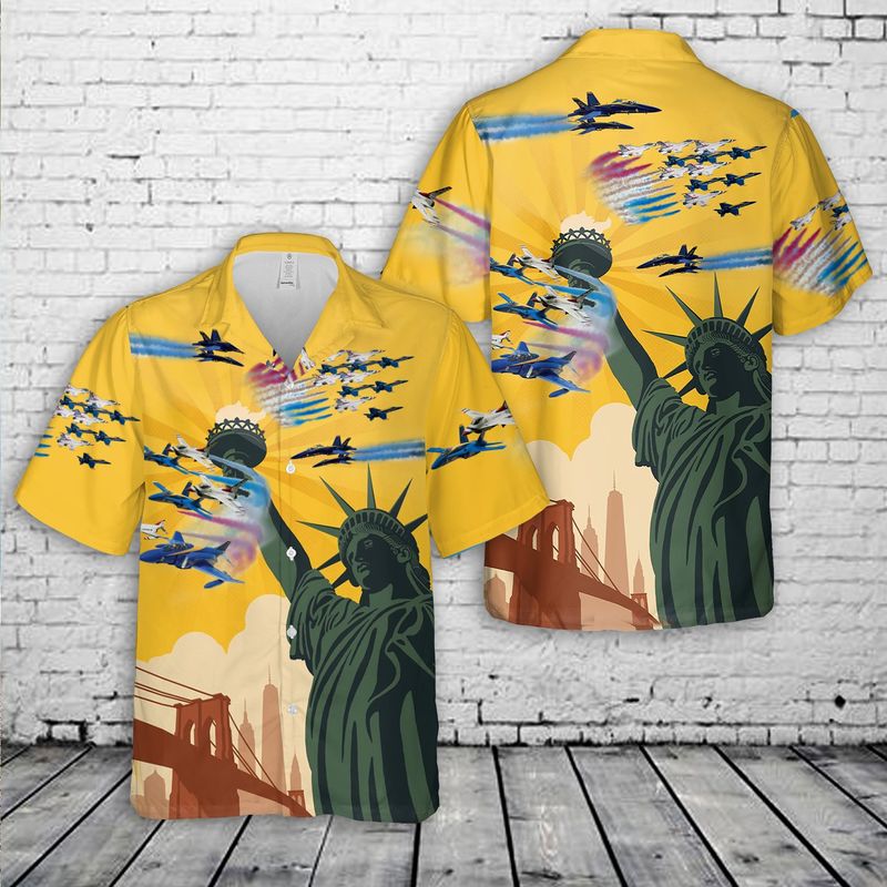 Airshow Blue Angels and Thunderbirds 4th Of July Hawaiian Shirt/ Patriotic Hawaiian Shirt for men