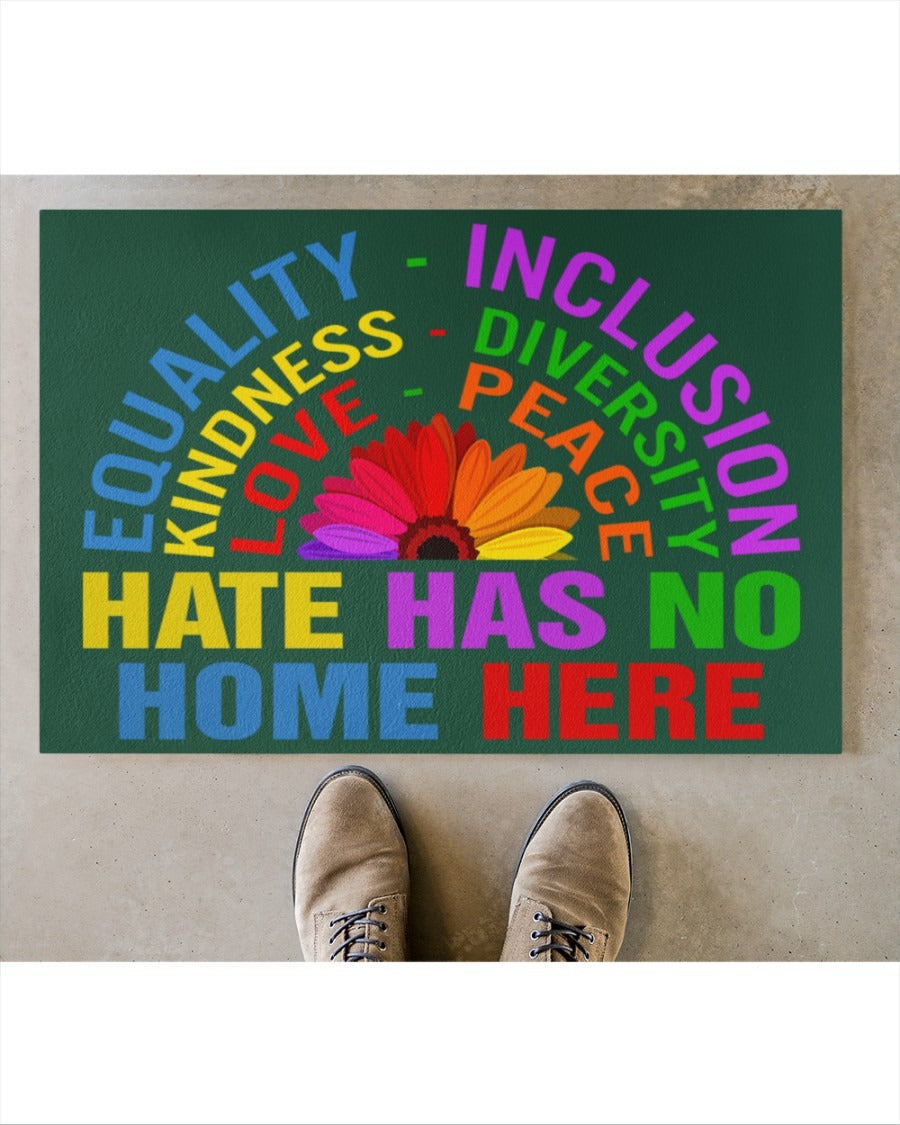 Pride Welcome Doormat/ Hate Has No Home Here Lgbt Mat/ Sunflower Mat For Lesbian