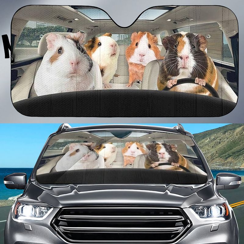 Guinea Pig Car All Over Printed 3D Sun Shade/ Pig Decoration For Her Car
