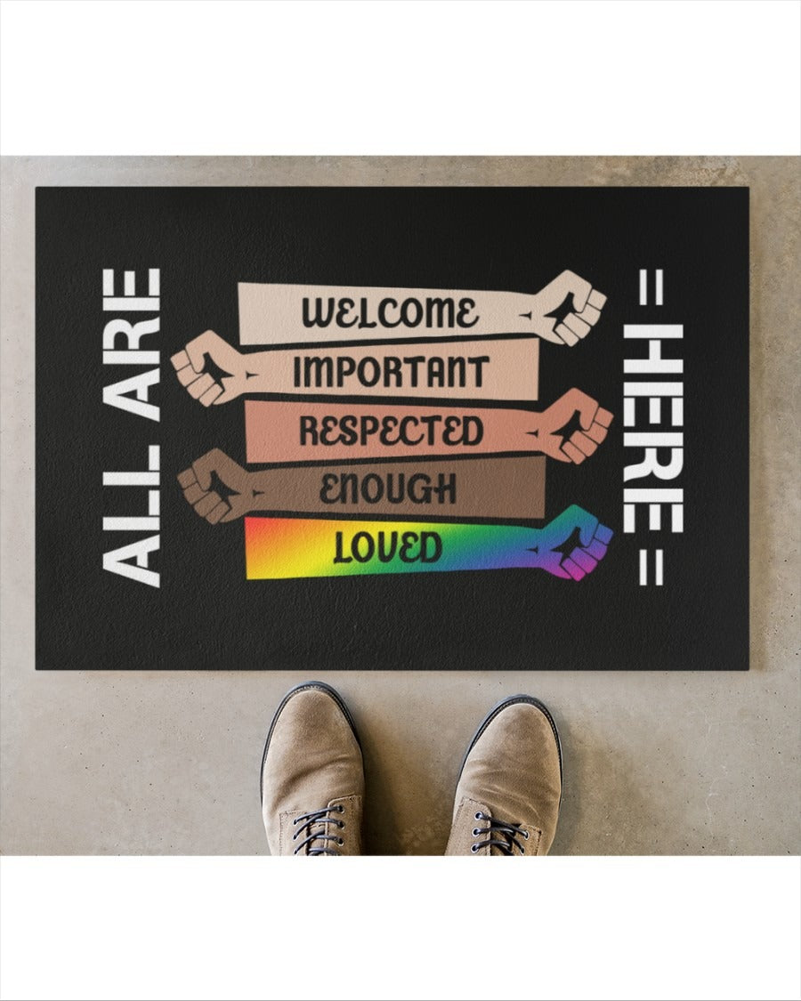 Welcome Door Mat/ All Are Here Support Lgbt Doormat/ Ally Gifts/ Pride Doormat