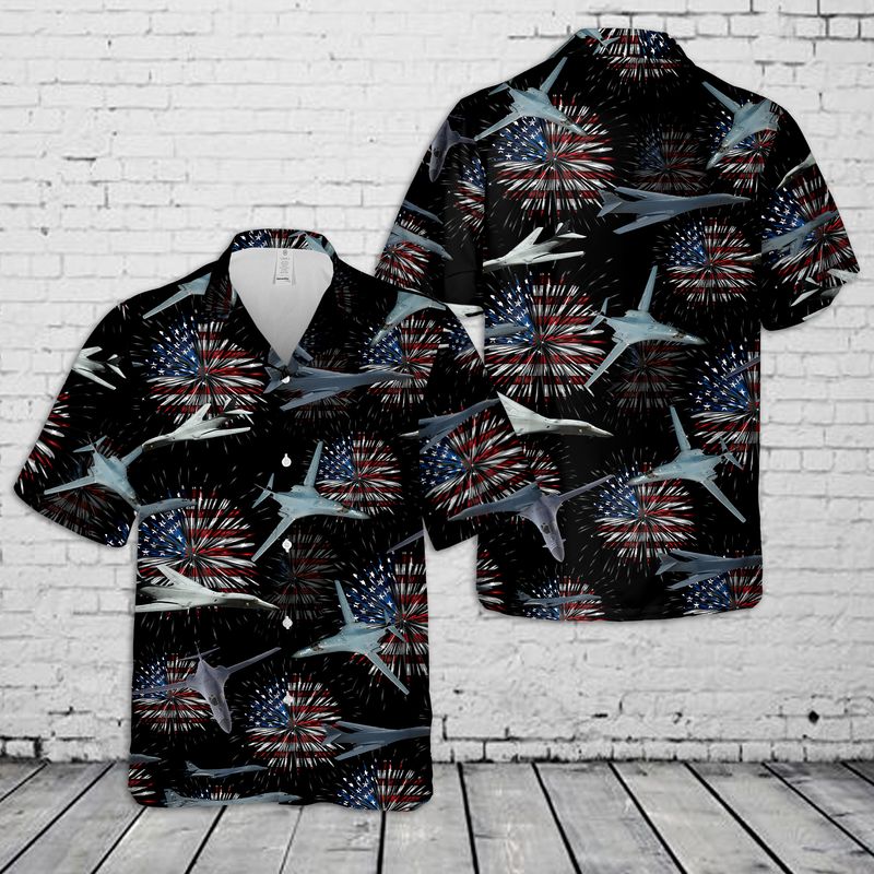 US Air Force Rockwell B-1 Lancer 4th Of July Hawaiian Shirt/ Patriotic Hawaiian Shirt for men