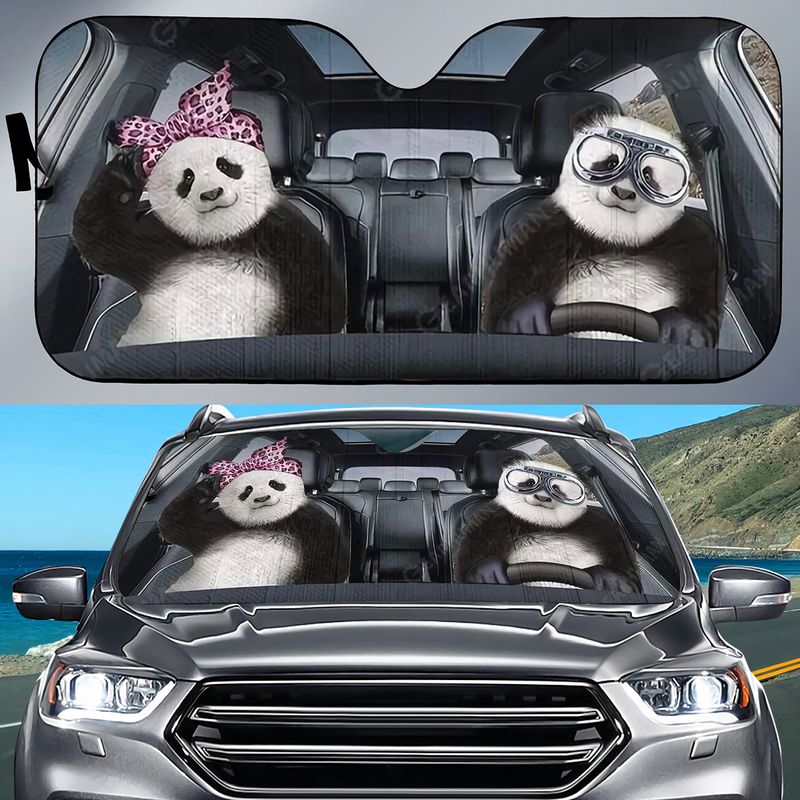 Panda Bears All Over Printed Car Sunshade Covers