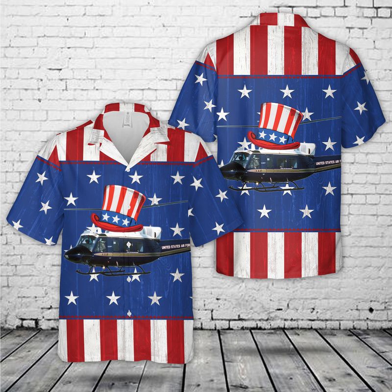 US Air Force Bell UH-1N Twin Huey 1st Helicopter Squadron/ 4th Of July Hawaiian Shirt