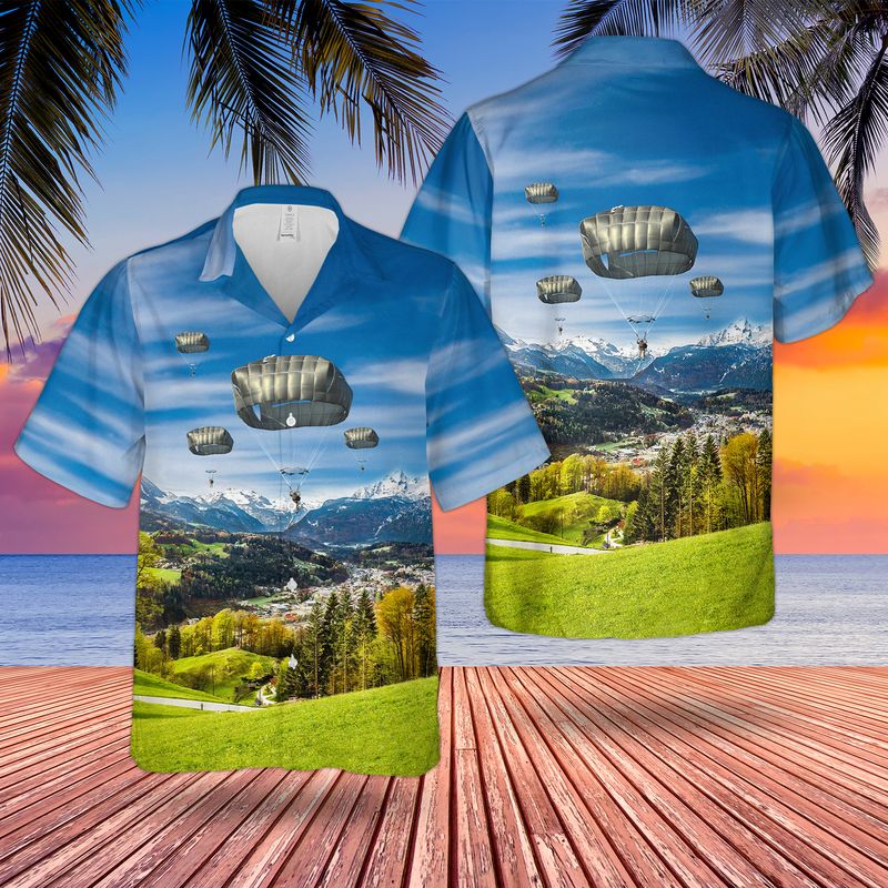 US Army T-11 Parachute Of 173rd Infantry Brigade Combat Team Hawaiian Shirt