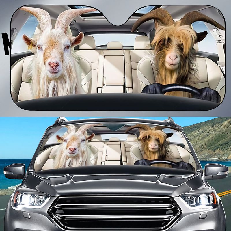 Cool Goat All Over Printed Car Sun Shade For Men Women/ Farmer Gifts
