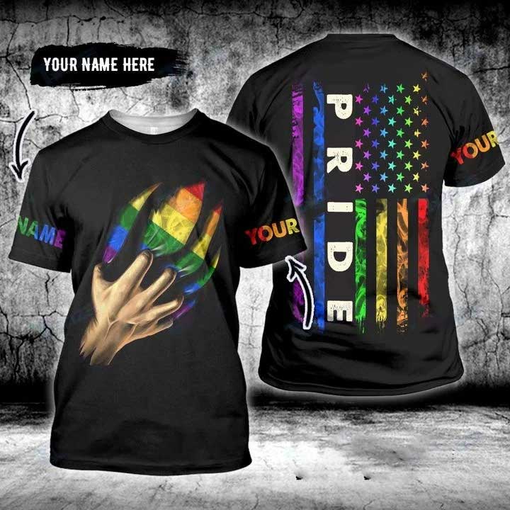 Custom Name Lgbt Pride 3D All Over Printed Shirt/ Pride 3D Tshirt For Lesbian/ Gift For Gay Man