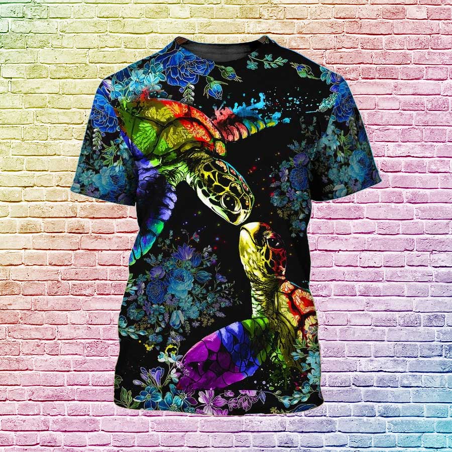 Turtle Lgbt Shirt For Gay Man/ Pride Shirt For Lesbian/ 3D Full Print Pride Shirts/ Gay Birthday Gifts
