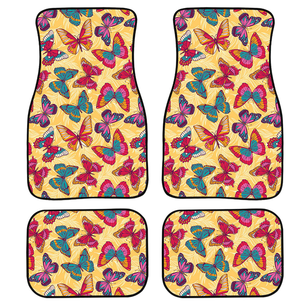 Retro Colorful Butterfly Pattern Print Front And Back Car Floor Mats/ Front Car Mat