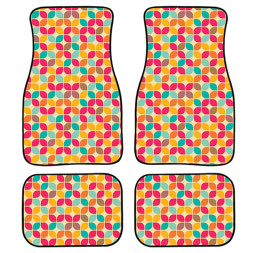Retro Geometric Rounded Square Print Front And Back Car Floor Mats/ Front Car Mat