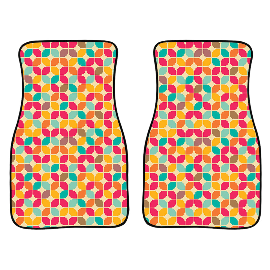 Retro Geometric Rounded Square Print Front And Back Car Floor Mats/ Front Car Mat