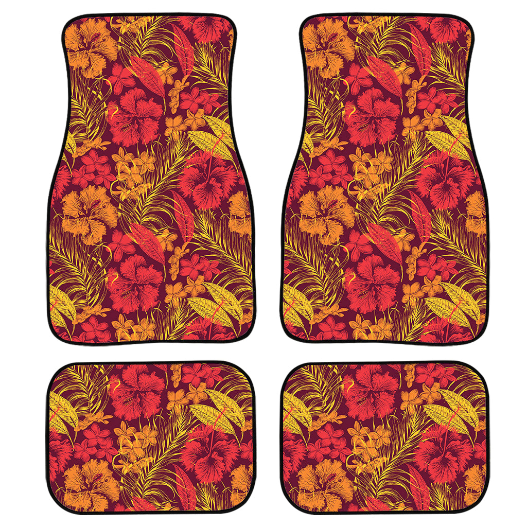 Retro Hawaiian Tropical Floral Print Front And Back Car Floor Mats/ Front Car Mat