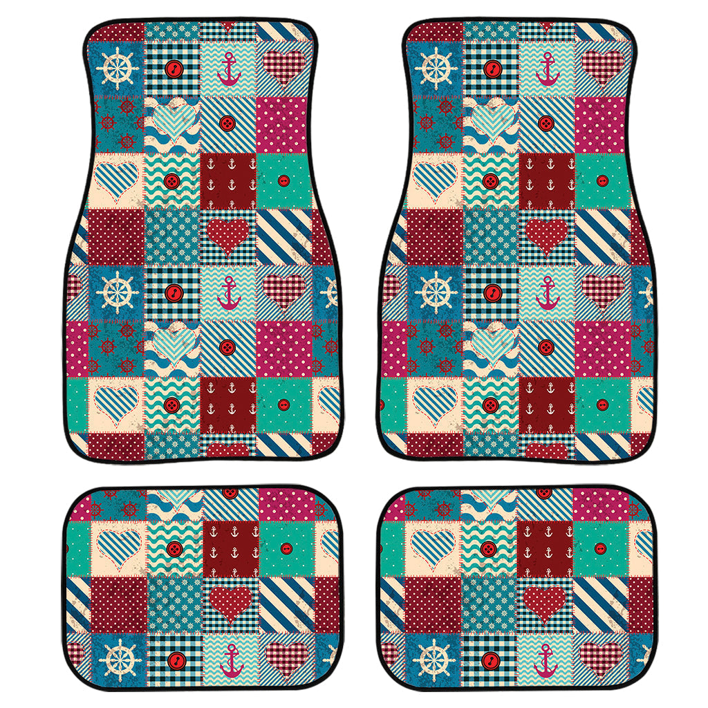 Retro Nautical Patchwork Pattern Print Front And Back Car Floor Mats/ Front Car Mat