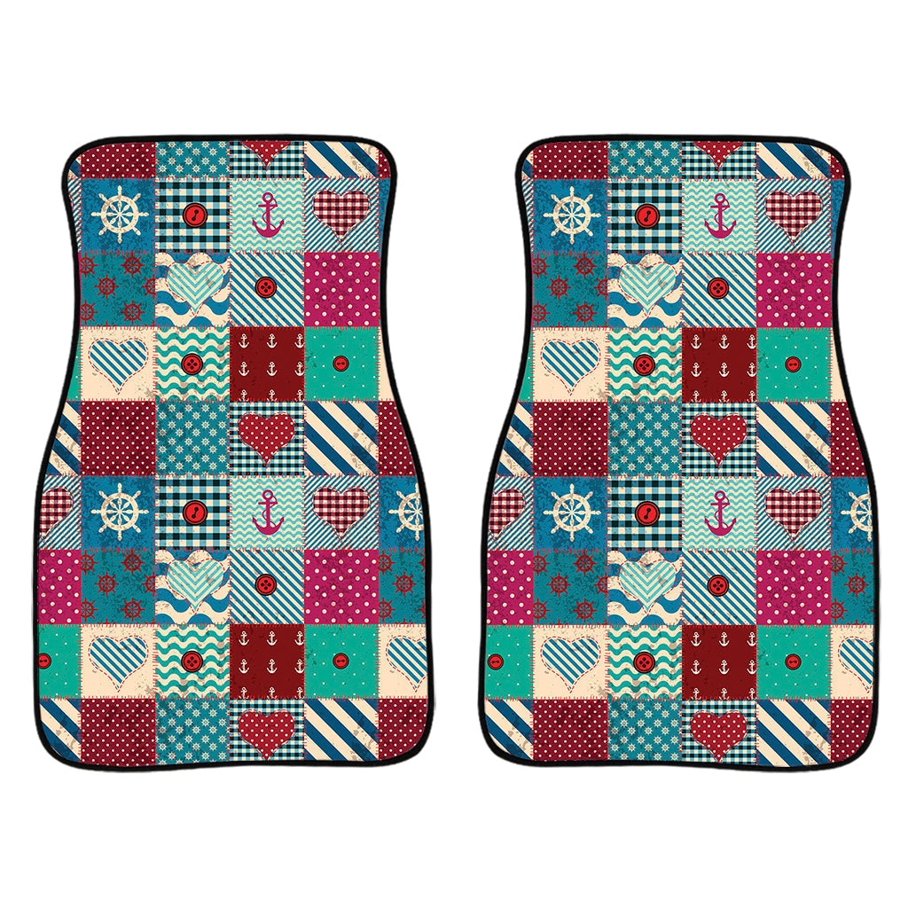 Retro Nautical Patchwork Pattern Print Front And Back Car Floor Mats/ Front Car Mat