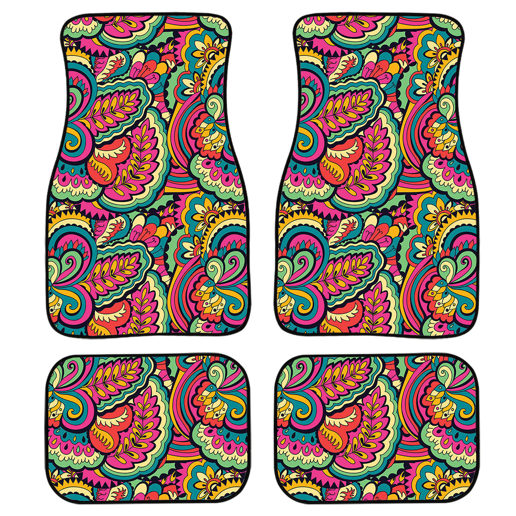 Retro Psychedelic Hippie Pattern Print Front And Back Car Floor Mats/ Front Car Mat