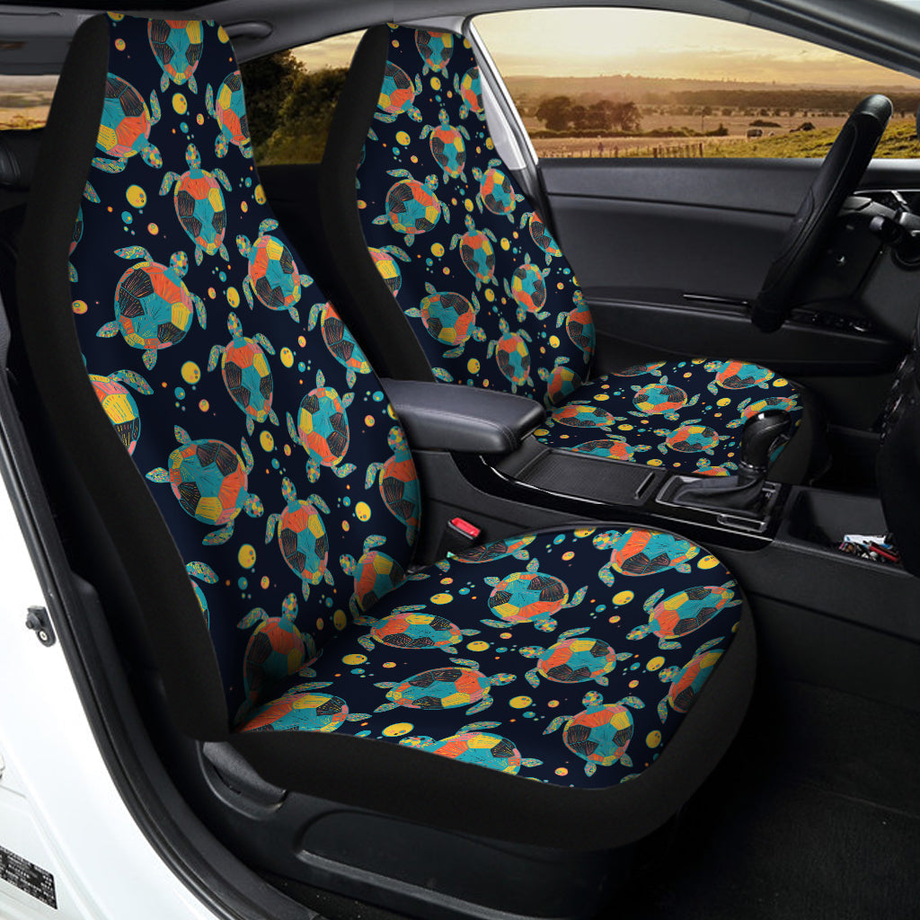 Retro Sea Turtle Pattern Print Universal Fit Car Seat Covers
