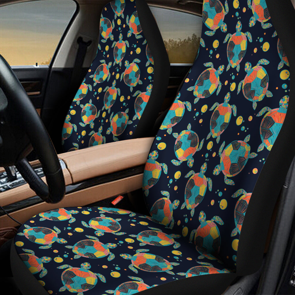 Retro Sea Turtle Pattern Print Universal Fit Car Seat Covers
